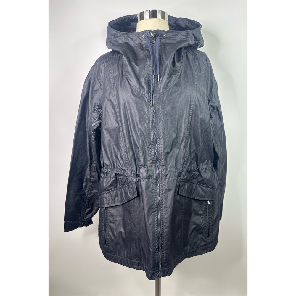 Athleta hooded zipper closure drawstring l polyurethane 
Jacket